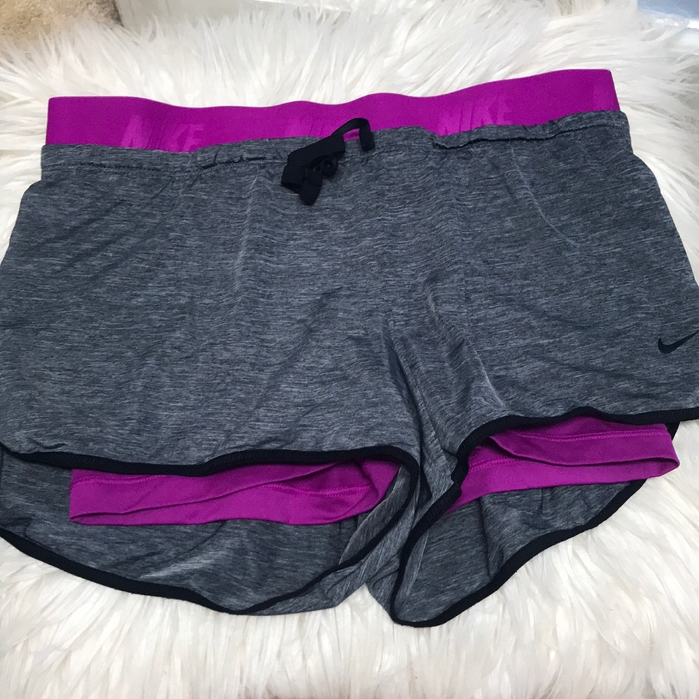 NIKE GREY AND PURPLE SHORTS